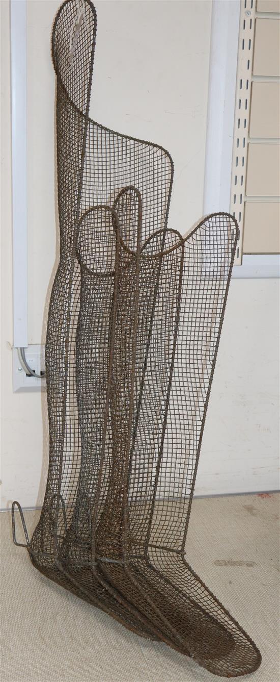 A set of three French wirework medical leg frames tallest 87cm